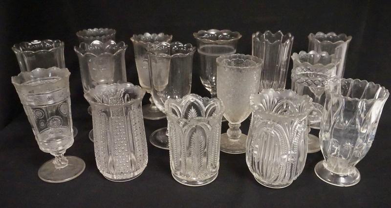 GROUP OF 15 ANTIQUE PATTERN GLASS CELERIES (1 of 2)