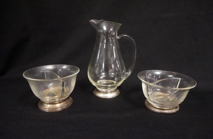 PITCHER & 2 BOWLS W/STERLING SILVER BASES (1 of 1)