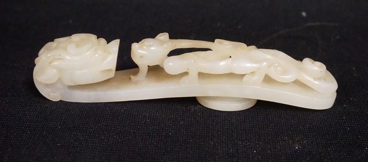 WHITE JADE CARVING W/DRAGON HEAD (1 of 6)