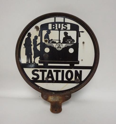 PORCELAIN PUBLIC SERVICE BUS STATION SIGN (1 of 5)