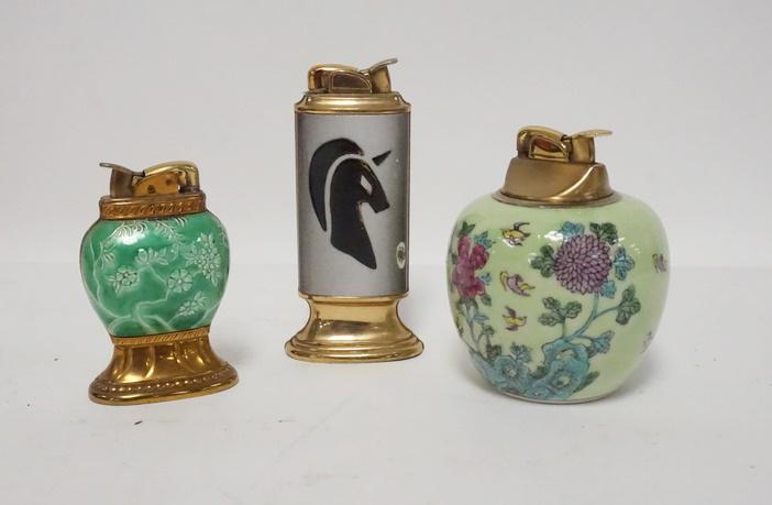 LOT OF 3 LIGHTERS IN DECORATIVE CASES (1 of 1)