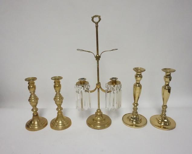 LOT OF 5 BRASS CANDLESTICKS (1 of 1)