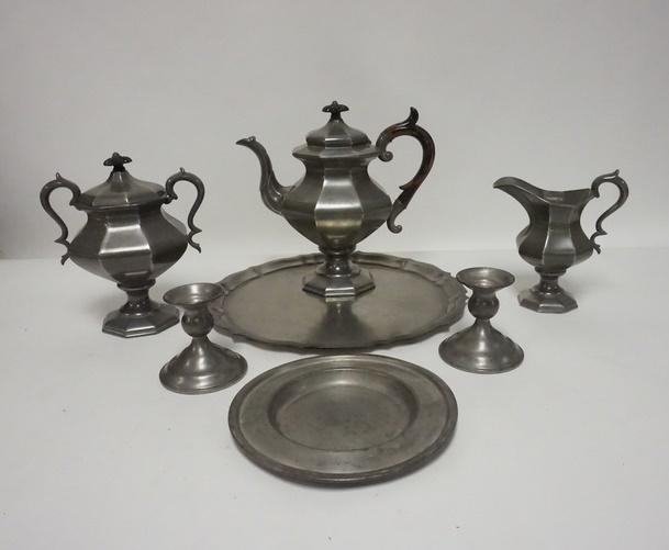 JAMES DIXON & SONS TEA SET, ALSO A PLATE (1 of 3)