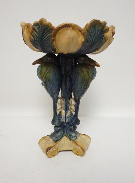 TALL POTTERY COMPOTE W/ BIRD STEM (1 of 4)