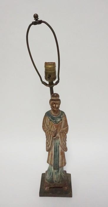 CERAMIC ASIAN FIGURE MOUNTED AS A LAMP (1 of 3)