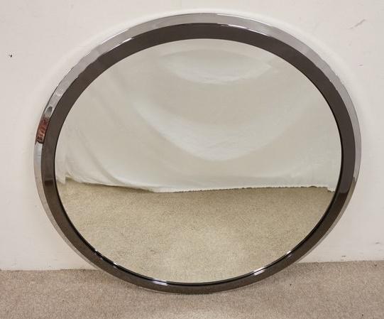 CHROME FRAME ROUND BEVELED MIRROR (1 of 3)
