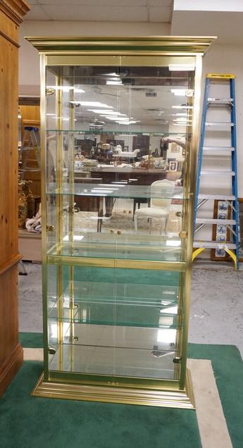 POLISHED BRASS CURIO CABINET (1 of 2)