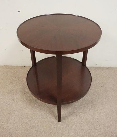 2 TIER ROUND MAHOGANY LAMP TABLE (1 of 3)