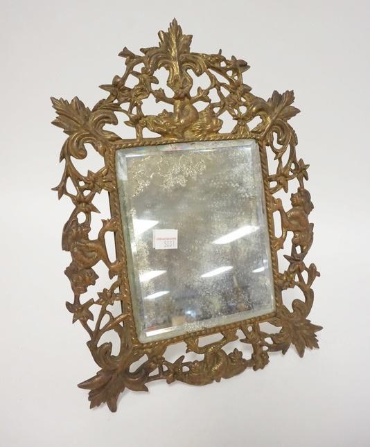 ORNATE VICTORIAN CAST BRASS MIRROR (1 of 4)