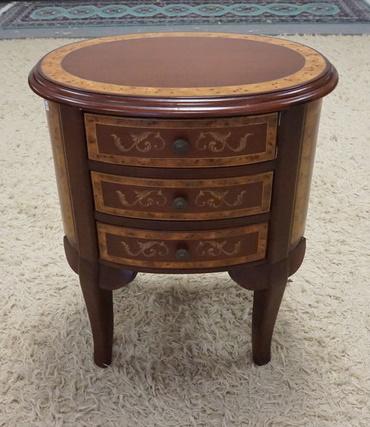 OVAL PAINT DECORATED 3 DRAWER STAND (1 of 2)