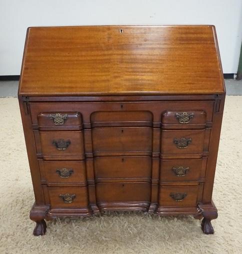 MAHOGANY BLOCK FRONT SECRETARY DESK (1 of 3)