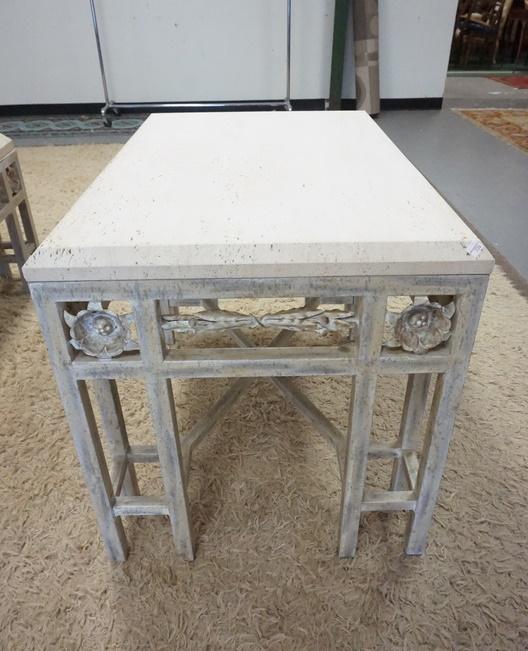 STONE TOP METAL FRAME END TABLE (1 of 2)
