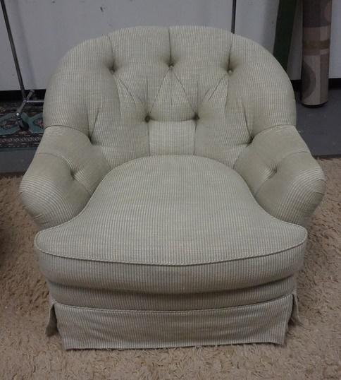 TUFTED BACK UPHOLSTERED SWIVEL ARM CHAIR (1 of 1)
