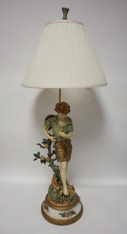 LARGE VICTORIAN STYLE METAL FIGURAL TABLE LAMP (1 of 2)