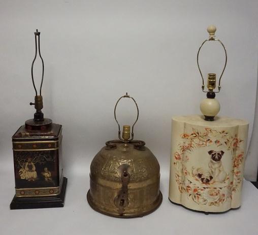 LOT OF 3 ASIAN STYLE LAMPS (1 of 2)