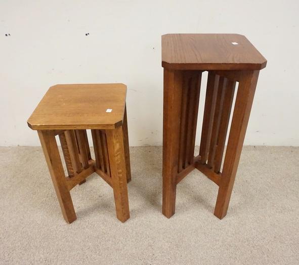 2 CONTEMPORARY MISSION STYLE SOLID OAK STANDS (1 of 3)