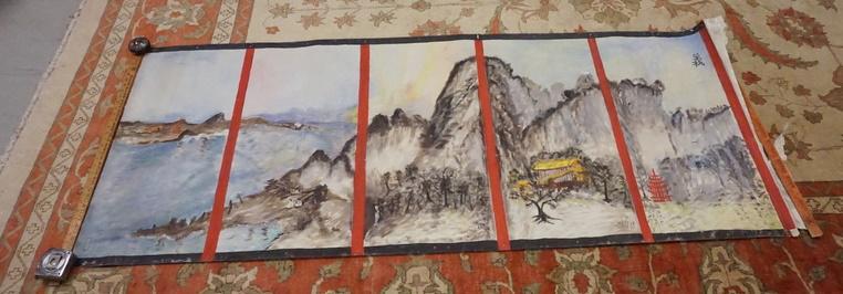 LARGE ROLLED ASIAN LANDSCAPE PAINTING (1 of 2)