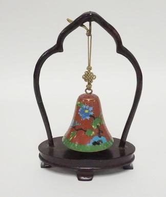 CLOISONNE BELL W/WOOD STAND (1 of 3)
