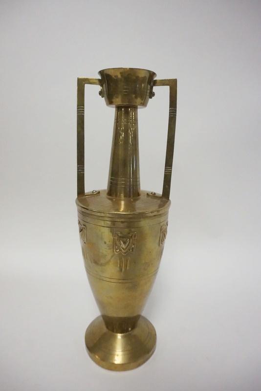 ART NOUVEAU BRASS DOUBLE HANDLED VASE (1 of 3)