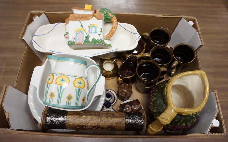 LOT W/HOUSE TEAPOT, MUGS, PITCHER, ETC (1 of 1)