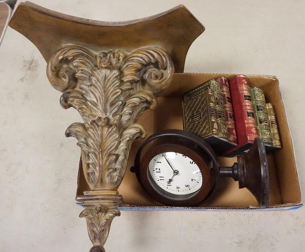 SHELF, CLOCK & BOOKENDS: SHELF, CLOCK & BOOKENDS