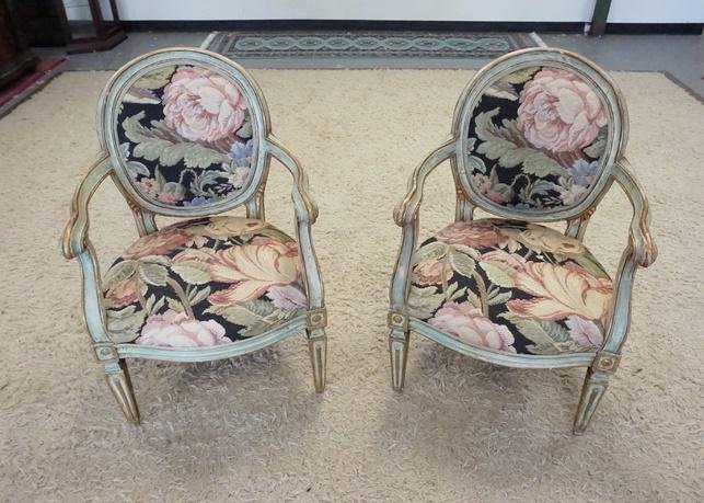 2 ARM CHAIRS W/PAINT DECORATED FRAMES (1 of 5)