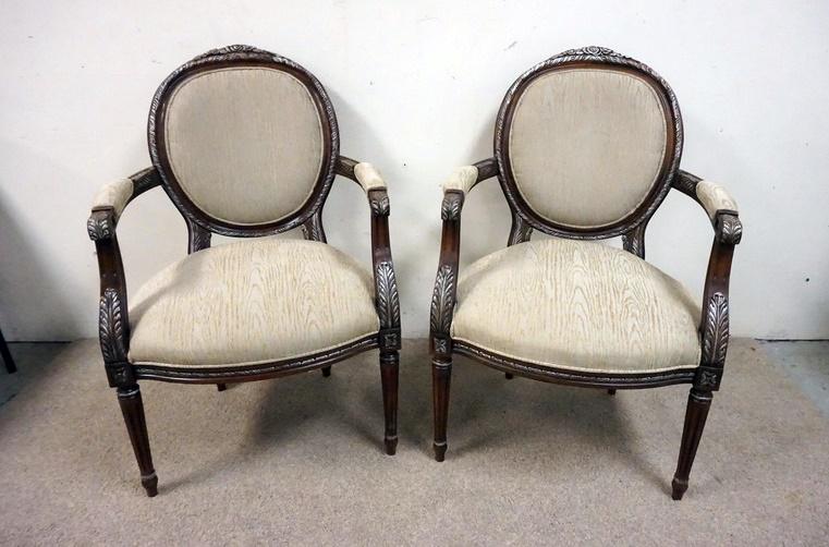 PAIR OF MEDALION BACK ARM CHAIRS (1 of 3)