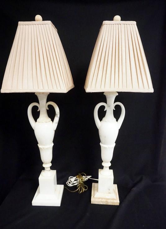 PAIR OF MARBLE URN FORM TABLE LAMPS (1 of 2)