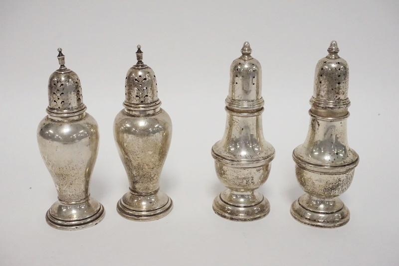 STERLING 2 DIFFERENT STYLE SALT & PEPPER SETS (1 of 1)