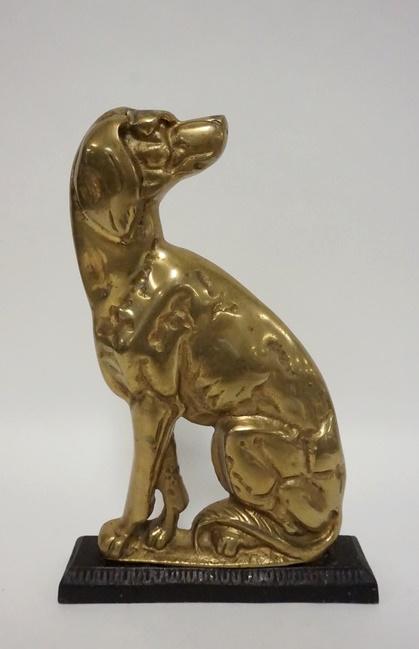 LARGE CAST BRASS DOG DOOR STOP (1 of 2)