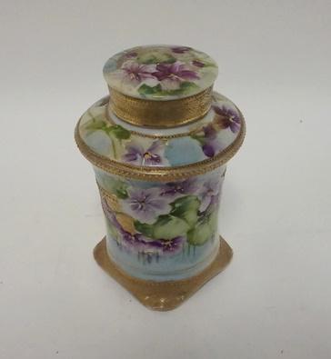 HAND PAINTED NIPPON COVERED VASE: HAND PAINTED NIPPON COVERED VASE, 6 IN HIGH