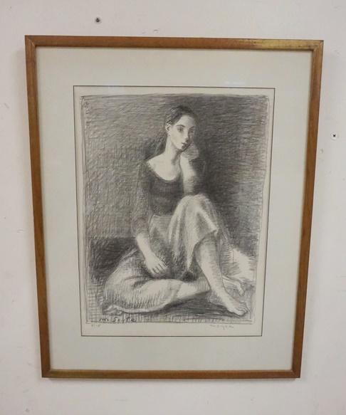 LARGE FRAMED PRINT BY MOSES SOYER (1 of 3)