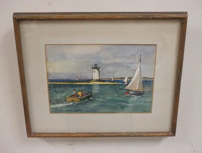JULIUS DELBOS FRAMED WATERCOLOR (1 of 2)