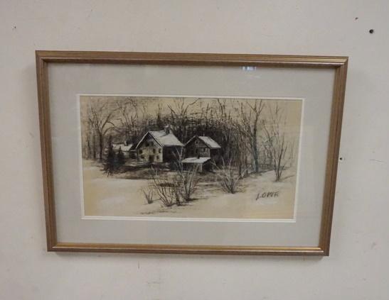 FRAMED PASTEL SIGNED LOWE (1 of 2)