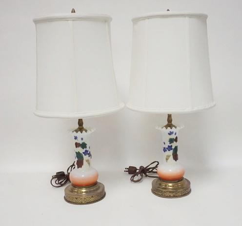 PAIR OF HAND PAINTED BOUDOIR LAMPS (1 of 3)