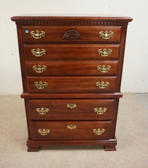 6 DRAWER COLONIAL PINE HIGH CHEST (1 of 2)
