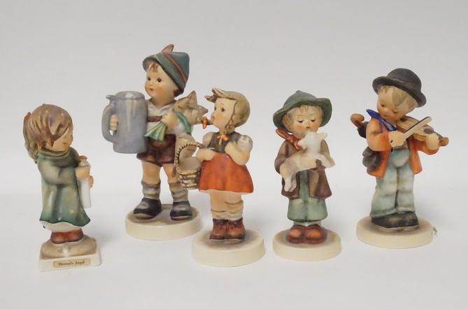 GROUP OF 5 HUMMEL FIGURES: GROUP OF 5 HUMMEL FIGURES. TALLEST IS 5 3/4 IN