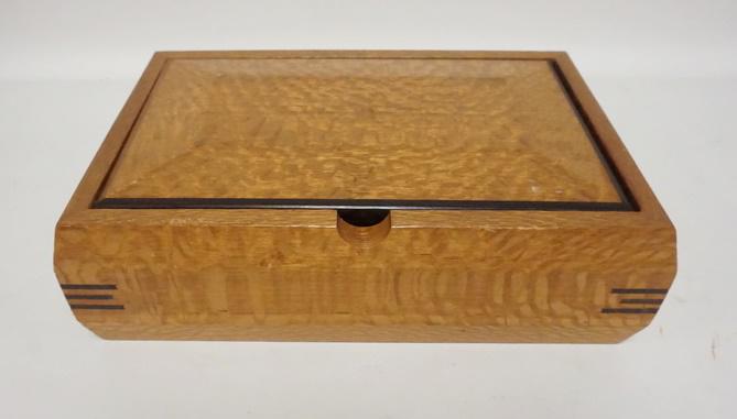 SAINT CROIX MUSIC BOX, SWISS MOVEMENT: SAINT CROIX MUSIC BOX, SWISS MOVEMENT, 12 IN X 8 IN X 3 1/2 IN HIGH