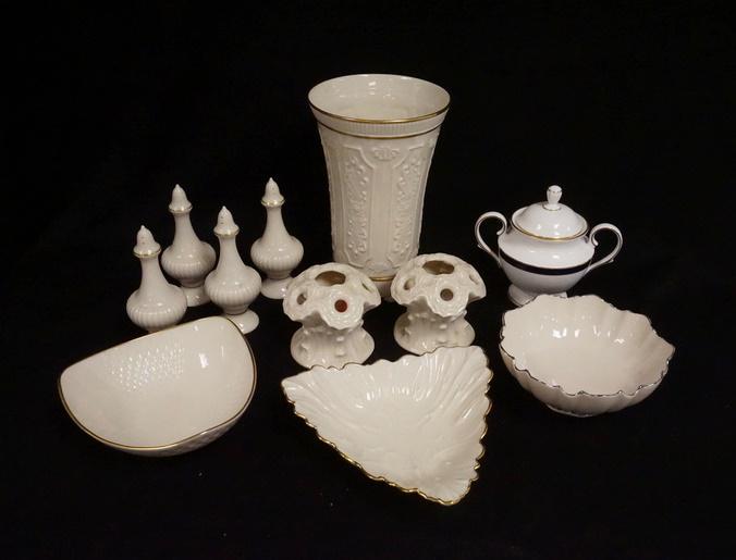 11 PIECE LENOX LOT: 11 PIECE LENOX LOT, INCLUDES *IMPERIAL COBALT* SUGAR BOWL & A 9 IN VASE