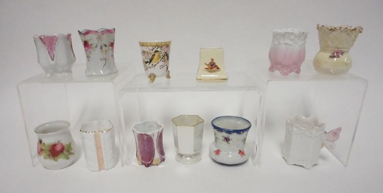 LOT OF 12 CHINA TOOTHPICK HOLDERS: LOT OF 12 CHINA TOOTHPICK HOLDERS, ONE IS ROYAL WINTON