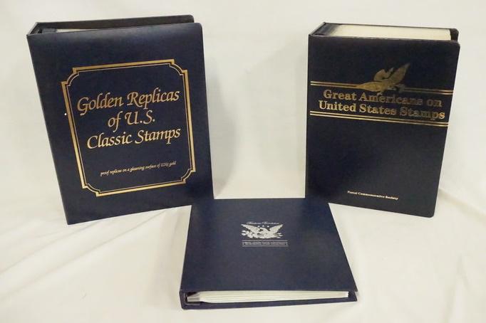 LOT OF 3 GOLDEN/SILVER REPLICA STAMP ALBUMS (1 of 4)