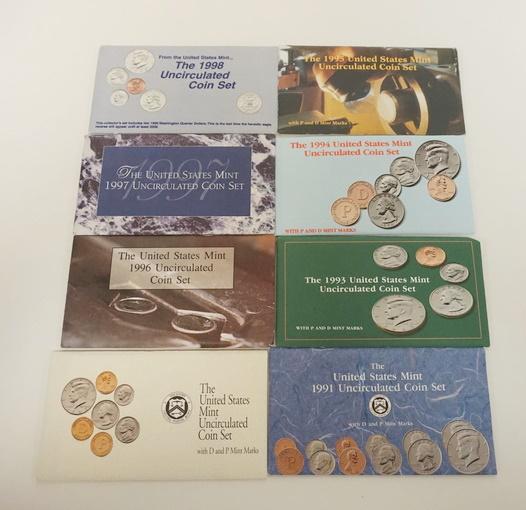 8 UNCIRCULATED COIN SETS 1991-1998 (1 of 2)