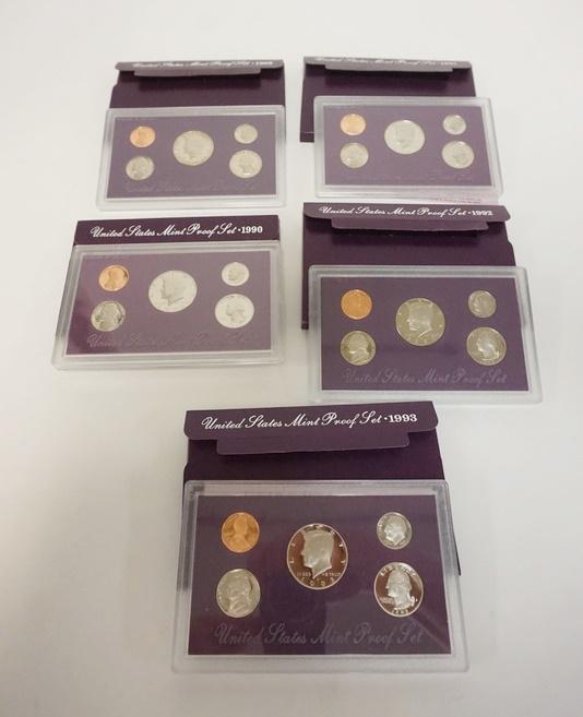 5 UNITED STATES MINT PROOF SETS 1989-1993 (1 of 1)
