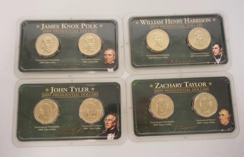 4 2009 UNCIRCULATED PRESIDENTIAL COINS: 4 2009 UNCIRCULATED PRESIDENTIAL COINS, PHILA AND DENVER. ZACHARY TAYLOR, WILLIAM HARRISON, JAMES POLK AND JOHN TYLER