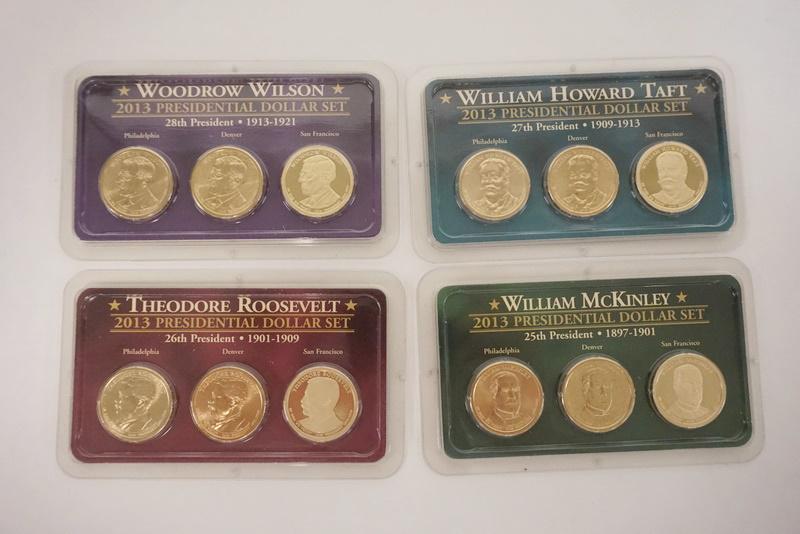 4 2013 UNCIRCULATED PRESIDENTIAL COINS: 4 2013 UNCIRCULATED PRESIDENTIAL COINS, PHILA AND DENVER. WILLIAM TAFT, WOODROW WILSON, THEODORE ROOSEVELT AND WILLIAM MCKINLEY