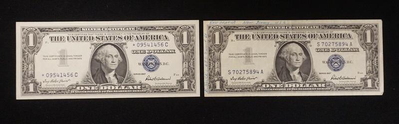 2 ONE DOLLAR SILVER CERTIFICATES 1957 (1 of 9)