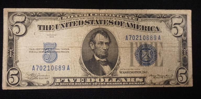 FIVE DOLLAR BILL 1934 (1 of 4)
