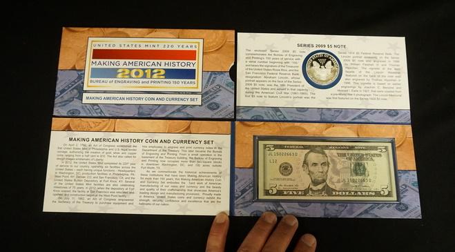 2009 FIVE DOLLAR BILL AND 2012 AMERICAN EAGLE SILVER (1 of 2)