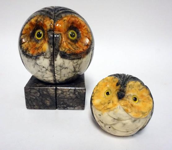 OWL MARBLE BOOK ENDS AND PAPERWEIGHT (1 of 3)