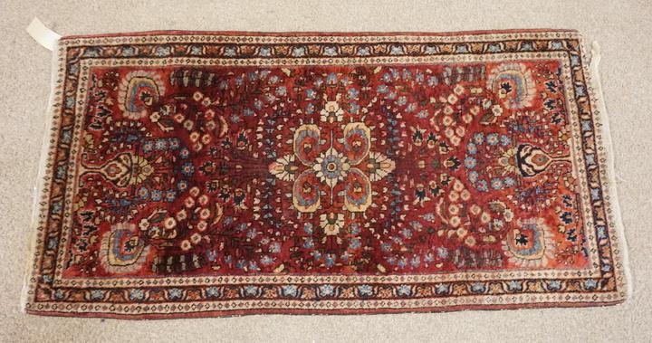 SMALL ANTIQUE ORIENTAL THROW RUG (1 of 4)